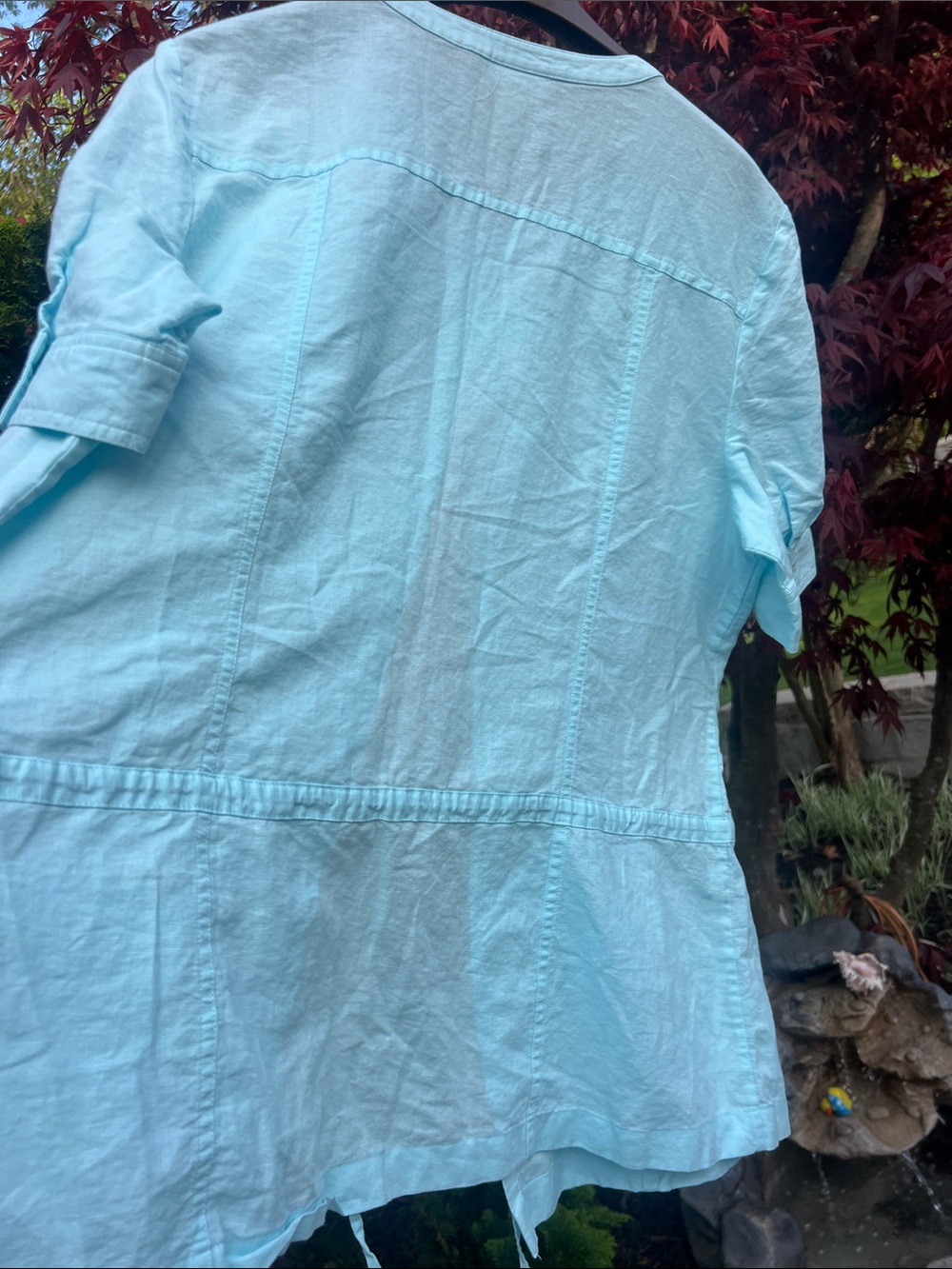 J. Jill Pale Blue Button-Front Short Sleeve Top - Picture 7 of 7